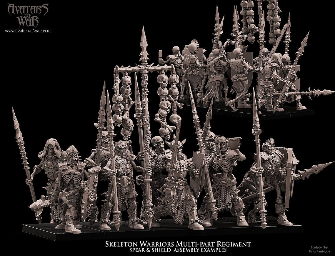 Skeleton Warriors with Spears and Shields Multi-Part Regiment