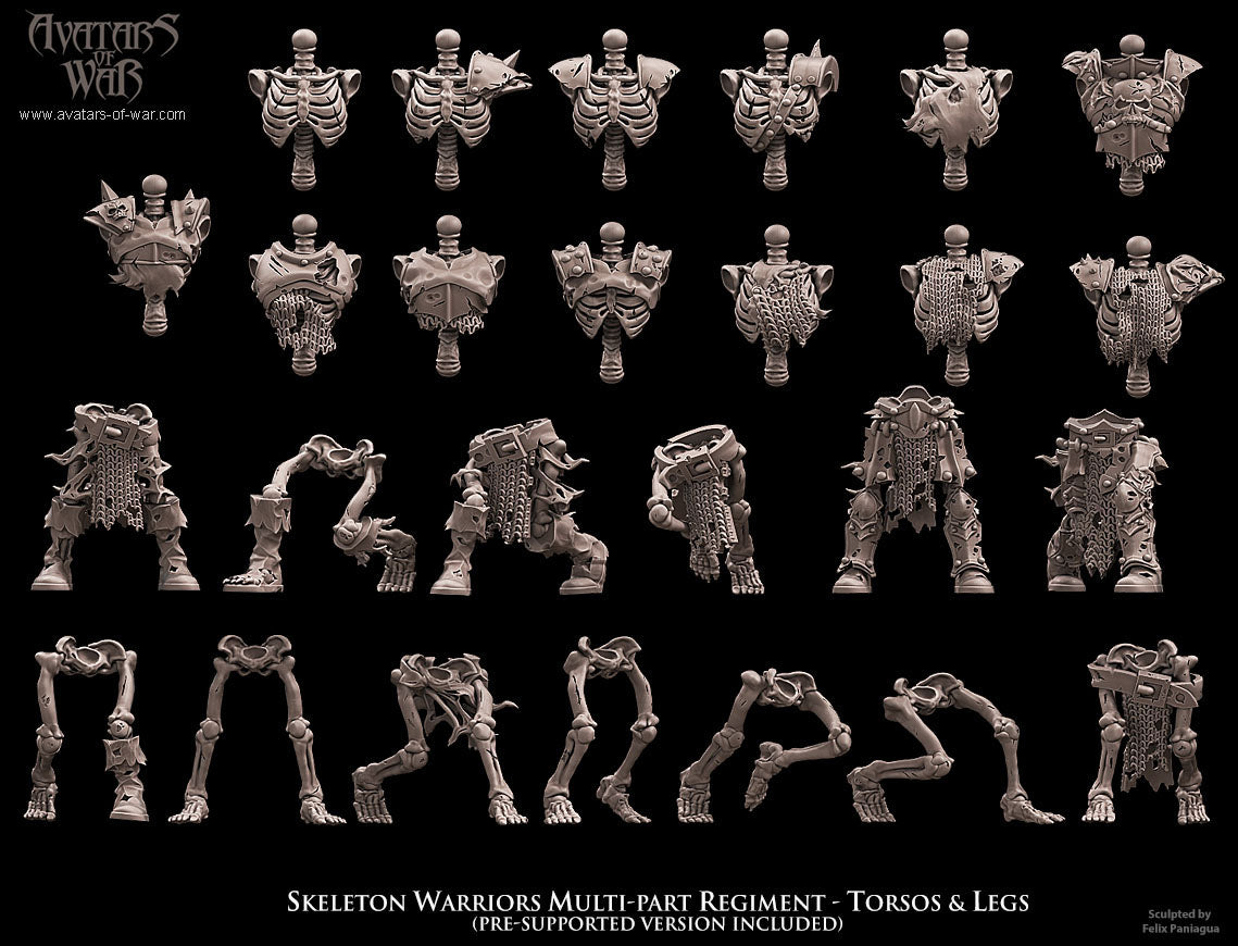 Skeleton Warriors with Weapons and Shields Multi-Part Regiment