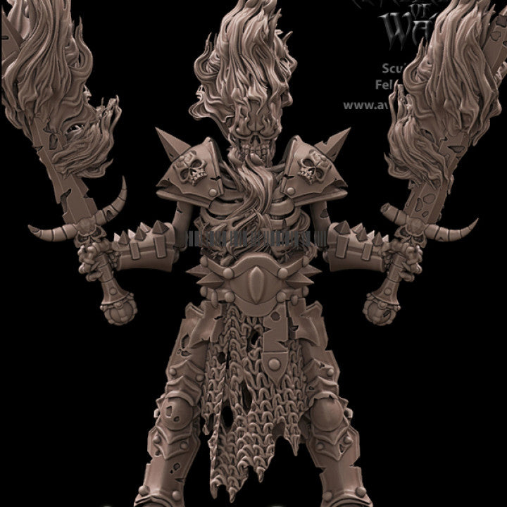 Skeleton Champion with Two Fire Swords