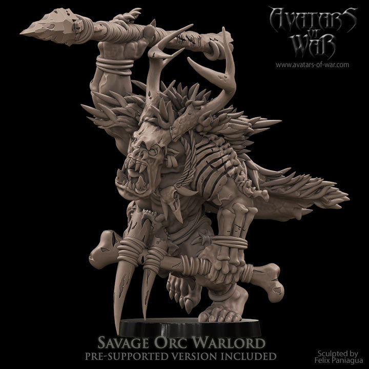 Savage Orc Warlord with Spear and Axe