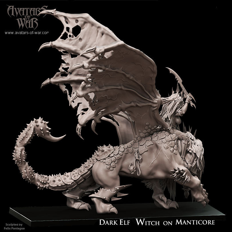 Dark Elf Witch on Manticore