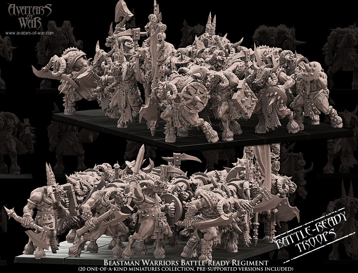 Beastmen with Weapons and Shields Regiment (20x warriors)