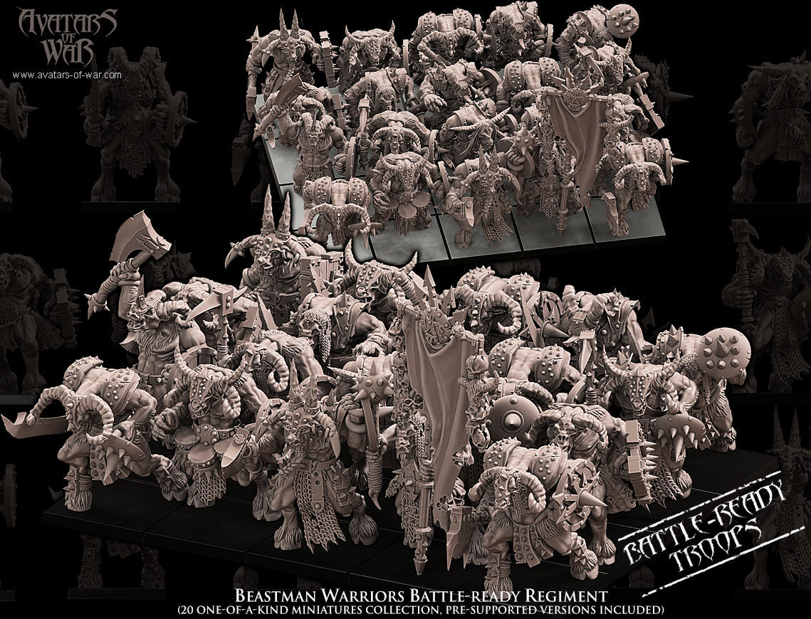Beastmen with Weapons and Shields Regiment (20x warriors)
