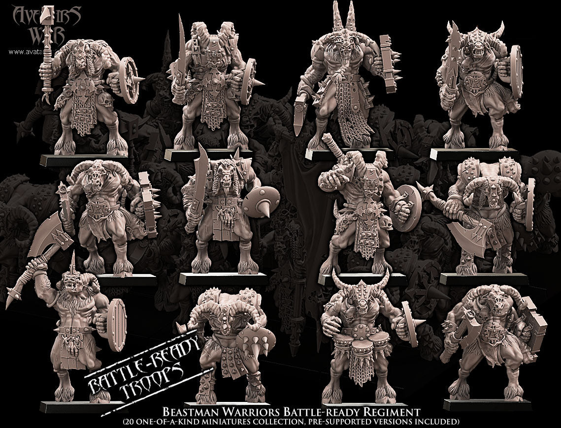 Beastmen with Weapons and Shields Regiment (20x warriors)