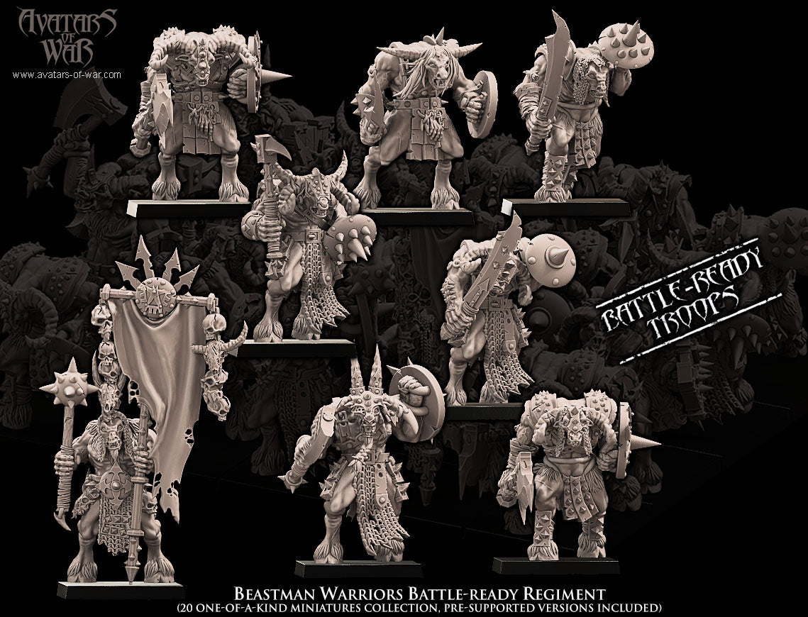 Beastmen with Weapons and Shields Regiment (20x warriors)