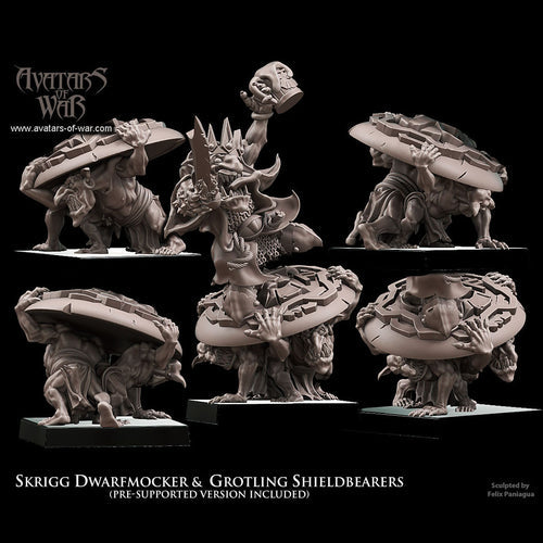Skrigg Dwarfmocker and Grotling Shieldbearers