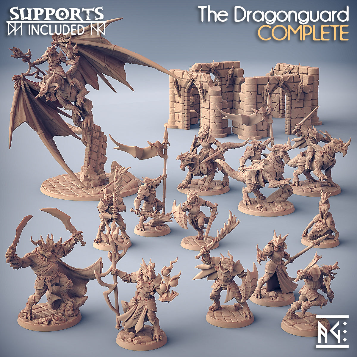The Dragonguard Battle Set with scenic bases