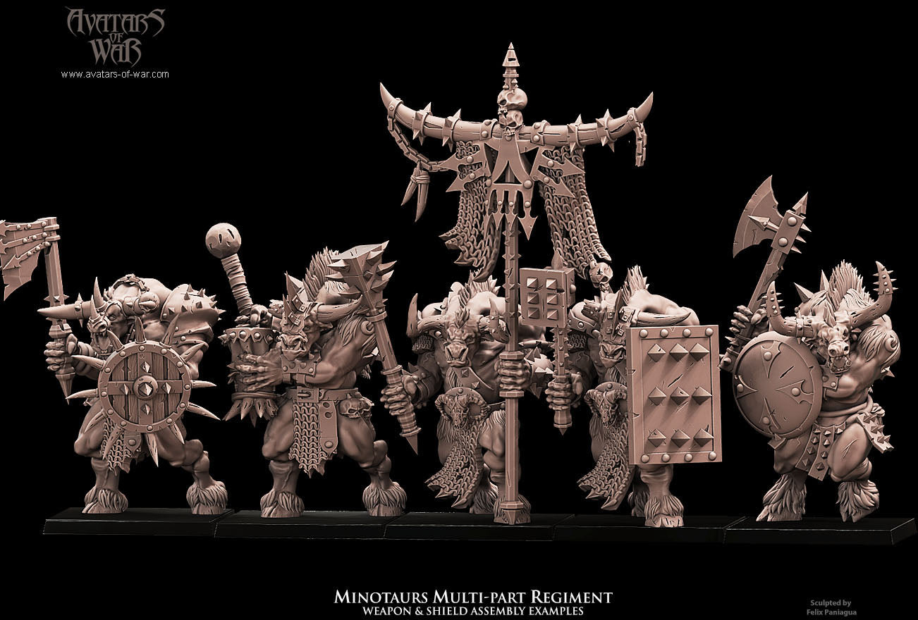 Minotaurs with Weapon and Shield Multi-Part Regiment