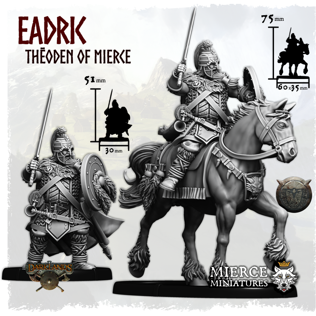 Helmed Shieldwall Eadric, Thēoden of Mierce on Foot and on Horse