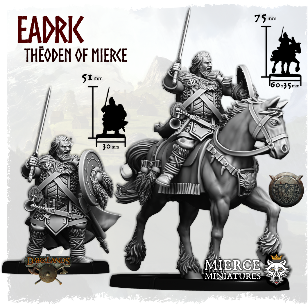 Unhelmed Shieldwall Eadric, Thēoden of Mierce on Foot and on Horse