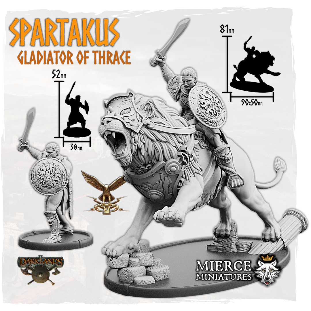 Spartakus, Gladiator of Thrace on Foot and on Leonis