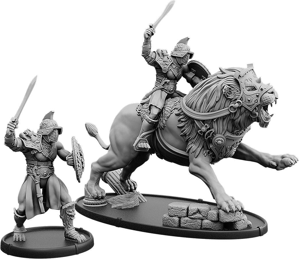 Spartakus, Gladiator of Thrace on Foot and on Leonis
