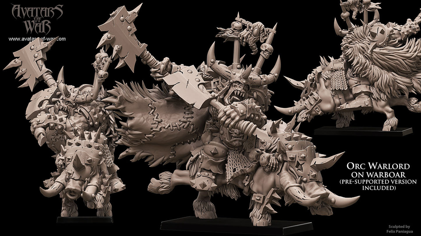 Orc Warlord on Boar with Two Axes