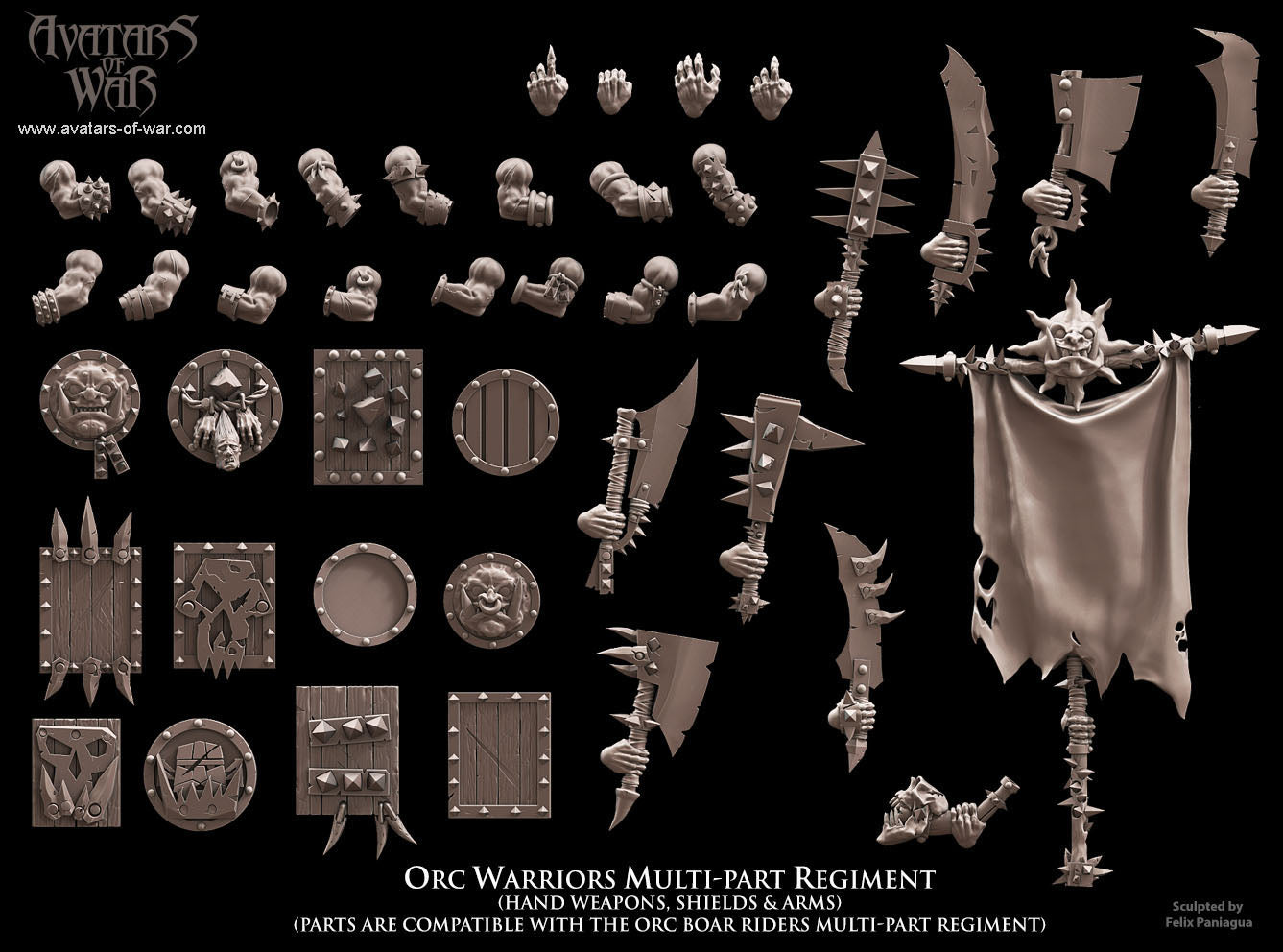 Shieldwall Orc Warriors with Cleavers Multi-Part Regiment