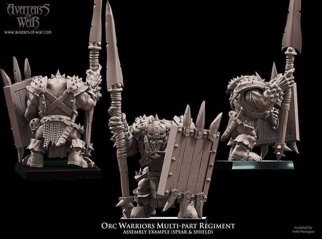 Shieldwall Orc Warrior with Spears Multi-Part Regiment