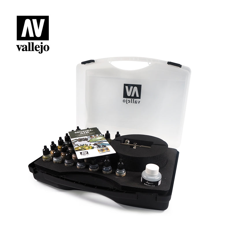 Vallejo Model Air Basic Colours and Airbrush Carry Case Set