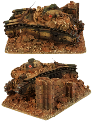 Pro-Painted French Wrecked Char B1 bis (Battle of France) Objective Marker