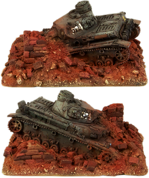 German Wrecked Panzer IV D (Battle of France) Objective Marker