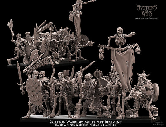 Skeleton Warriors with Weapons and Shields Multi-Part Regiment