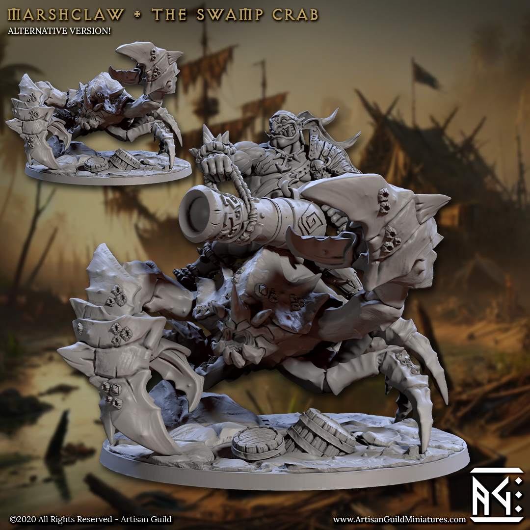 Gronk Boomshot the Ogre Canoneer on Swamp Crab with scenic base