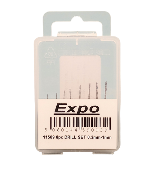 Expo Tools 8pc HSS Twist Drill Bit Set (0.3-1mm)