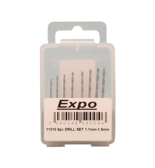 Expo Tools 8pc HSS Twist Drill Bit Set (1.1-1.8mm)