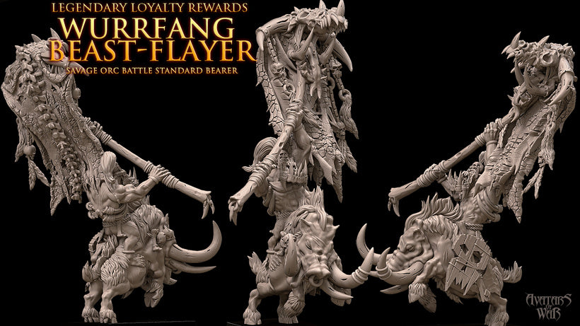 Wurrfang Beast-Flayer, Savage Orc Battle Standard Bearer on Boar