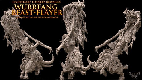 Wurrfang Beast-Flayer, Savage Orc Battle Standard Bearer on Boar