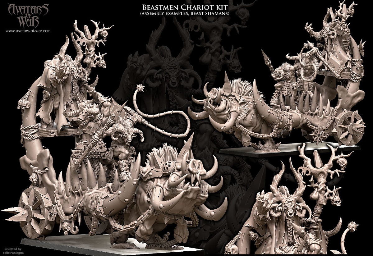 Beastmen Shaman I on Razortusk Chariot