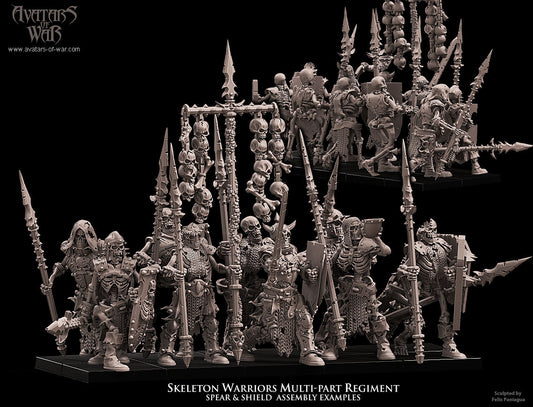 Skeleton Warriors with Spears and Shields Multi-Part Regiment
