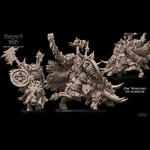 Orc Warlord on Boar with Axe and Shield