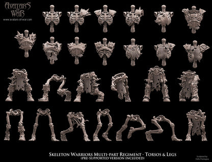 Skeleton Warriors with Weapons and Shields Multi-Part Regiment