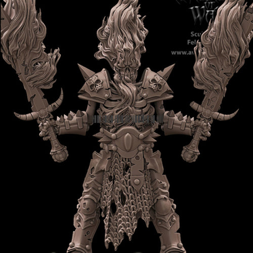 Skeleton Champion with Two Fire Swords