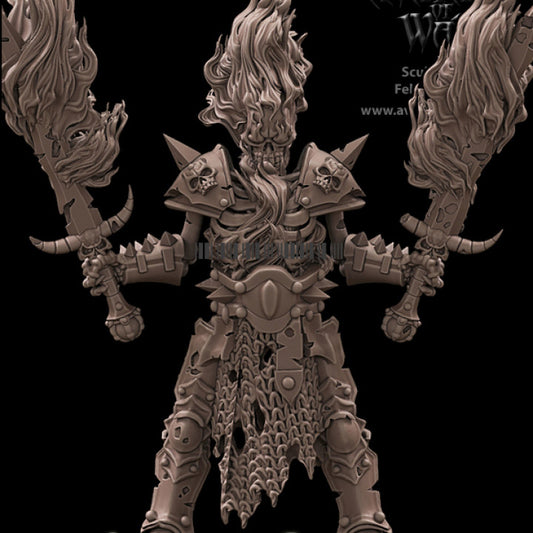 Skeleton Champion with Two Fire Swords