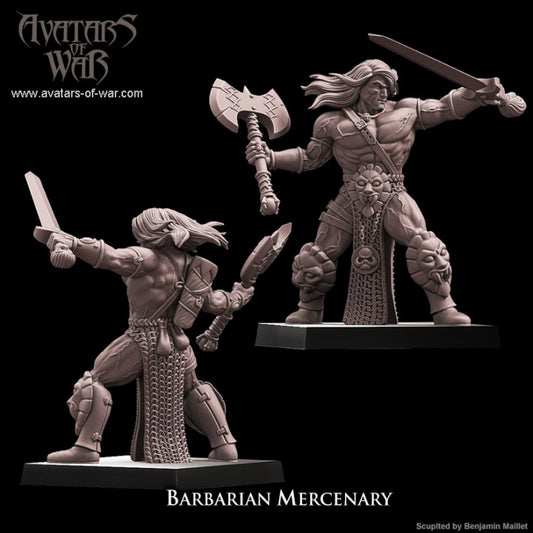 Barbarian Mercenary with Axe and Sword