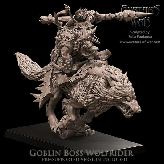 Goblin Boss on Wolf with Bow and Spear