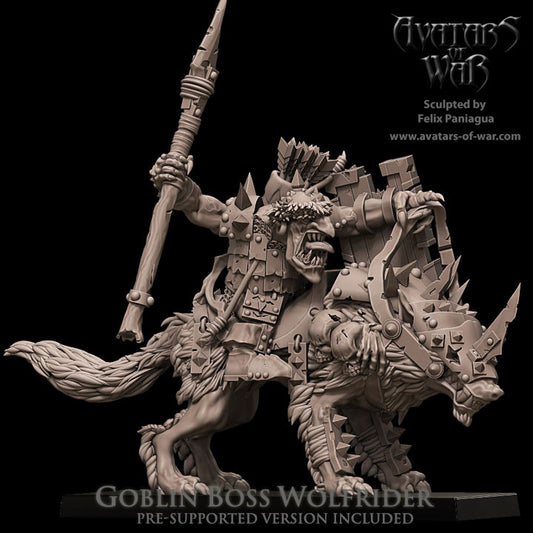 Goblin Boss on Wolf with Spear
