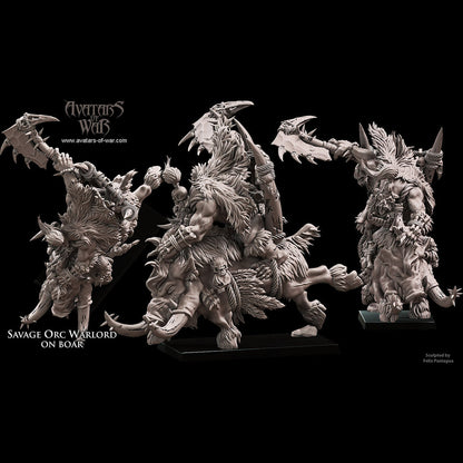 Savage Orc Warlord on Boar with Axe