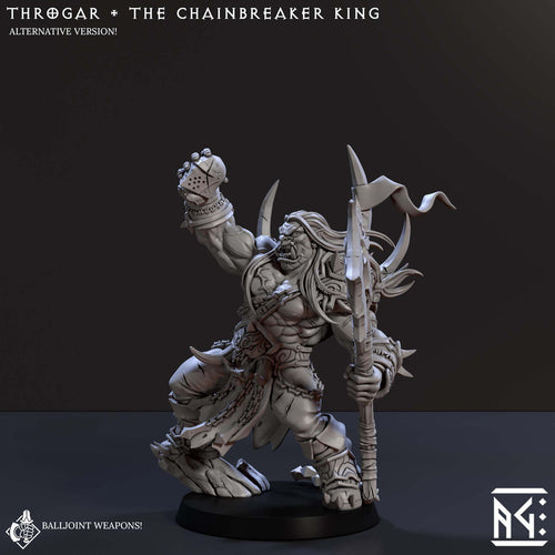 Throgar, the Chainbreaker King with axe and helm