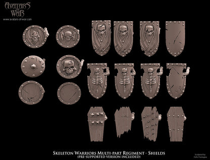 Skeleton Warriors with Spears and Shields Multi-Part Regiment