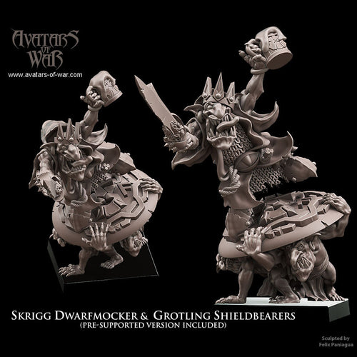 Skrigg Dwarfmocker and Grotling Shieldbearers
