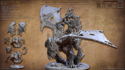 Throgar, the Chainbreaker King on Blackcrag Manticore with scenic base