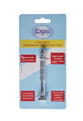 Expo Tools Pin Vice with 3 Jaw Chuck (0.1-2.5mm)