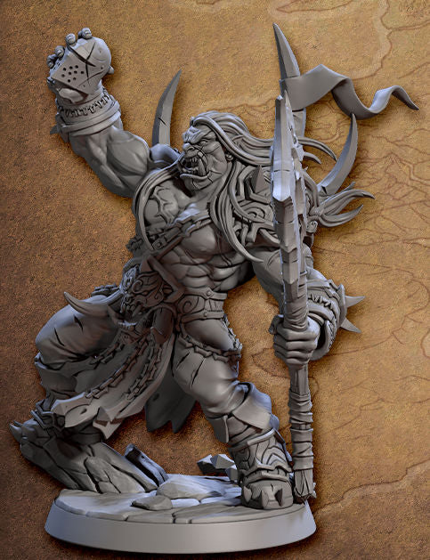 Throgar, the Chainbreaker King with axe and helm with scenic base