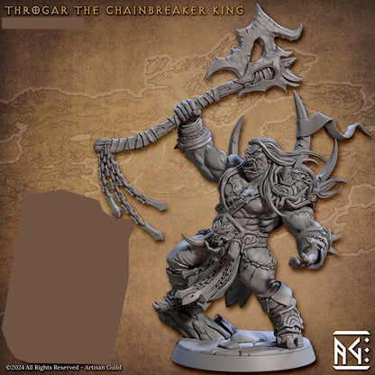 Throgar, the Chainbreaker King with axe with scenic base