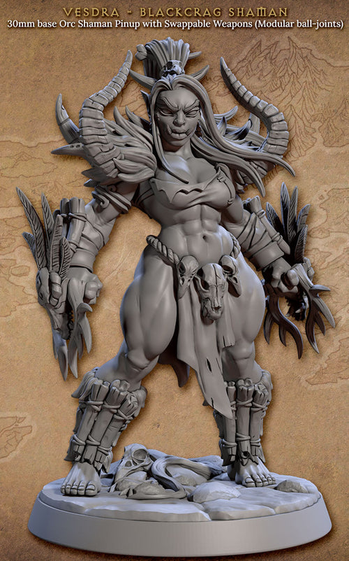 Vesdra, the Blackcrag Shaman with scenic base