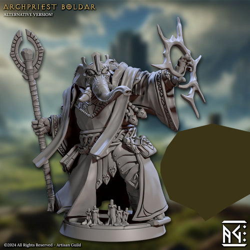 Crowned Archpriest Boldar with scenic base