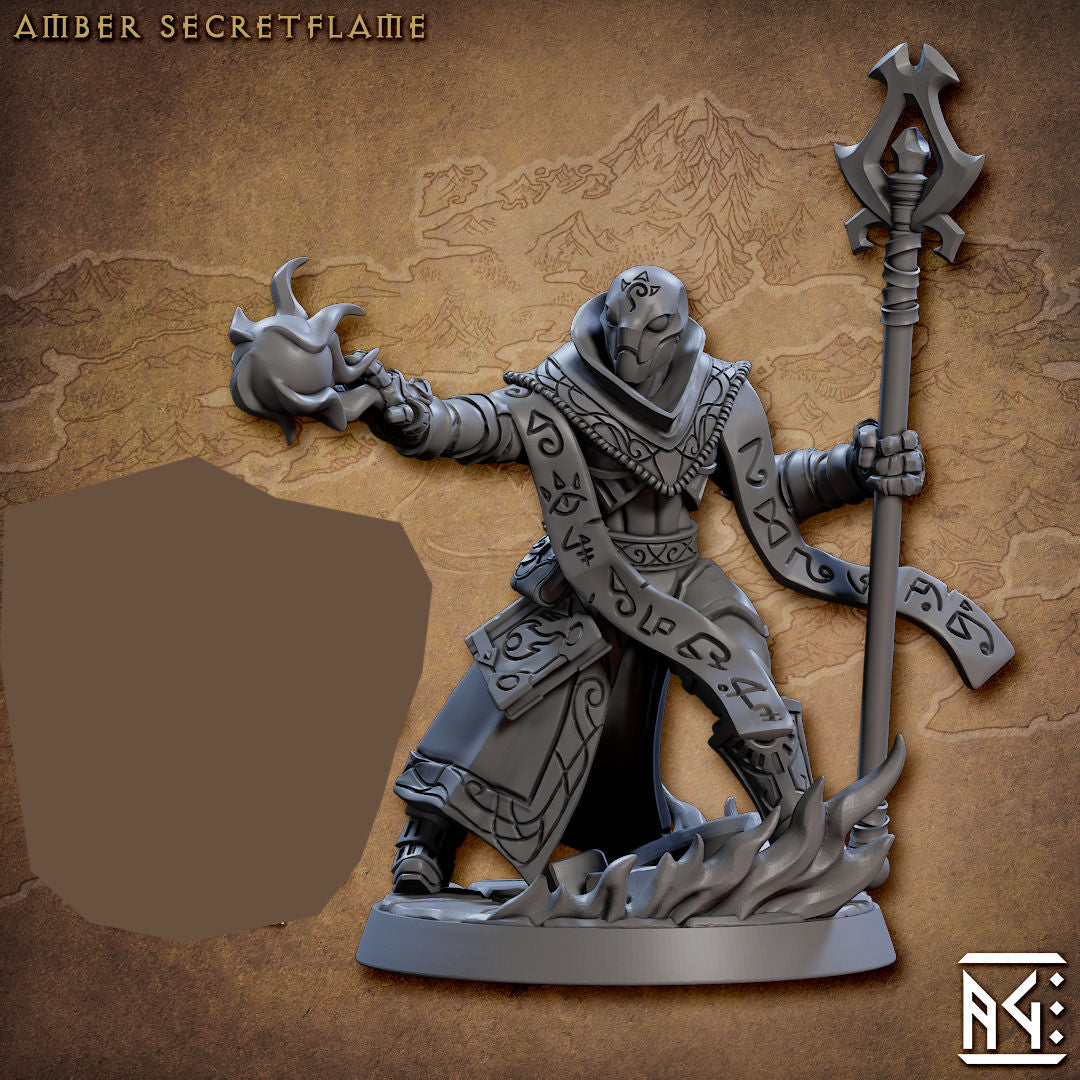 Amber Secretflame with Staff with scenic base