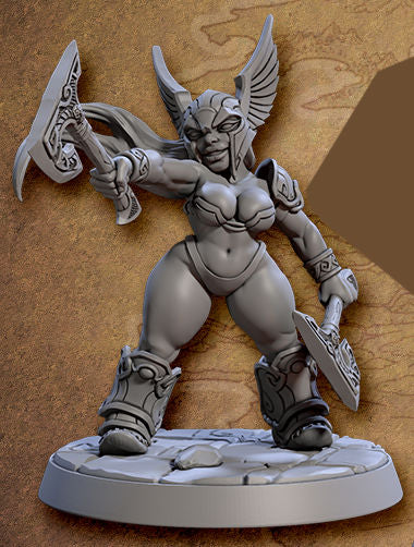 Helmed Runa the Dwarven Beauty with scenic base