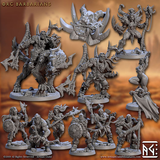Orc Barbarians Battle Set with scenic bases